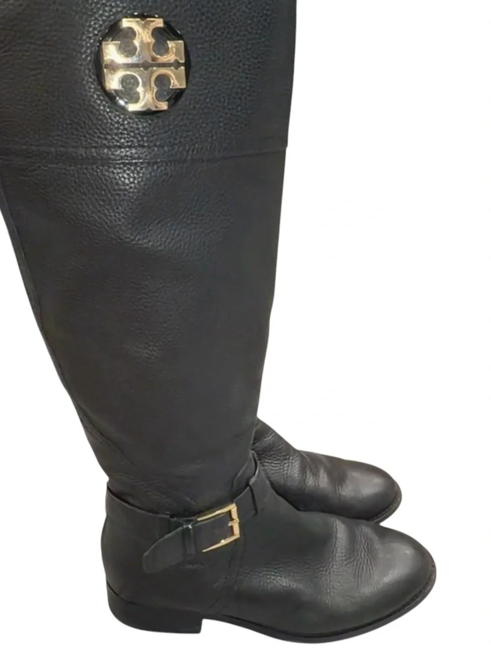 Tory Burch Black Pebbled Leather Teresa Tall Riding Boots Shoes size 6